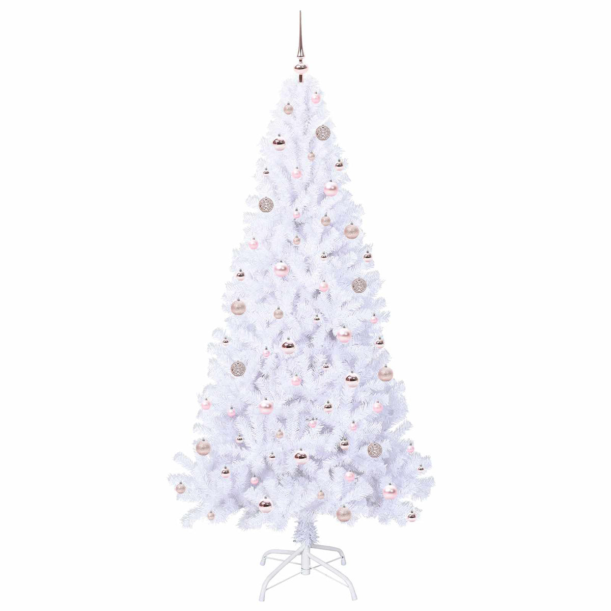 Kunstig Juletre Med 300 Led Med Stativ Hvit 210 Cm Pvc Og Stål
