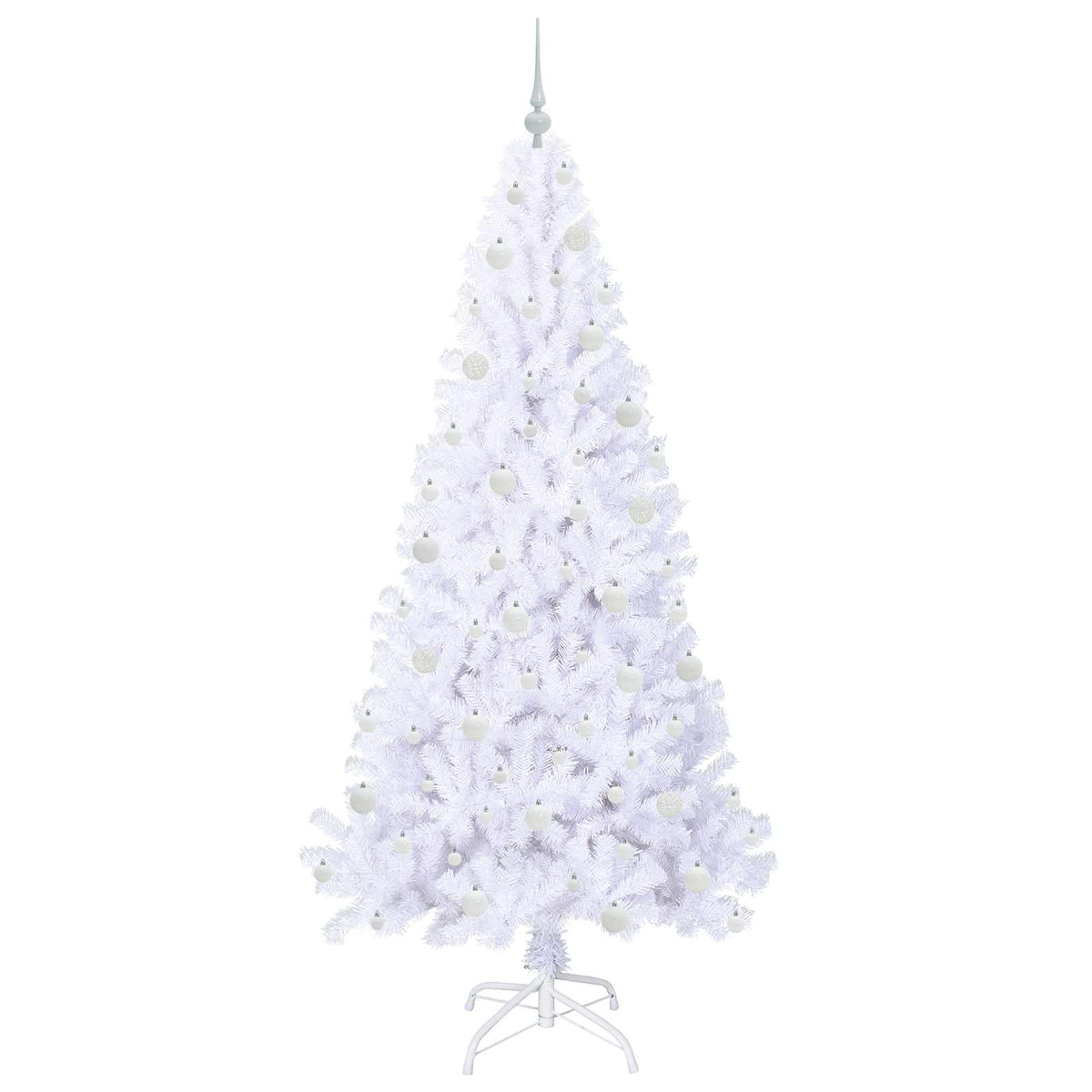 Kunstig Juletre Med 300 Led Med Stativ Hvit 210 Cm Pvc Og Stål