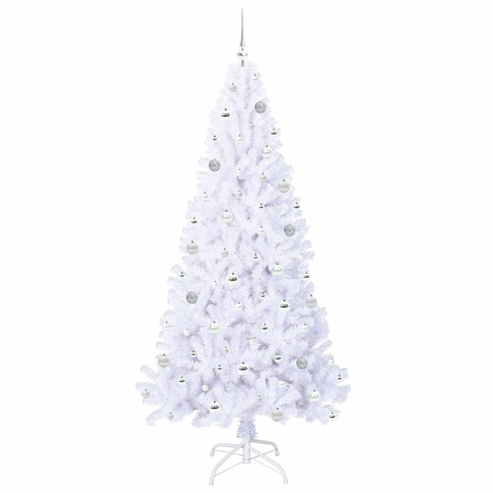 Kunstig Juletre Med 300 Led Med Stativ Hvit 210 Cm Pvc Og Stål