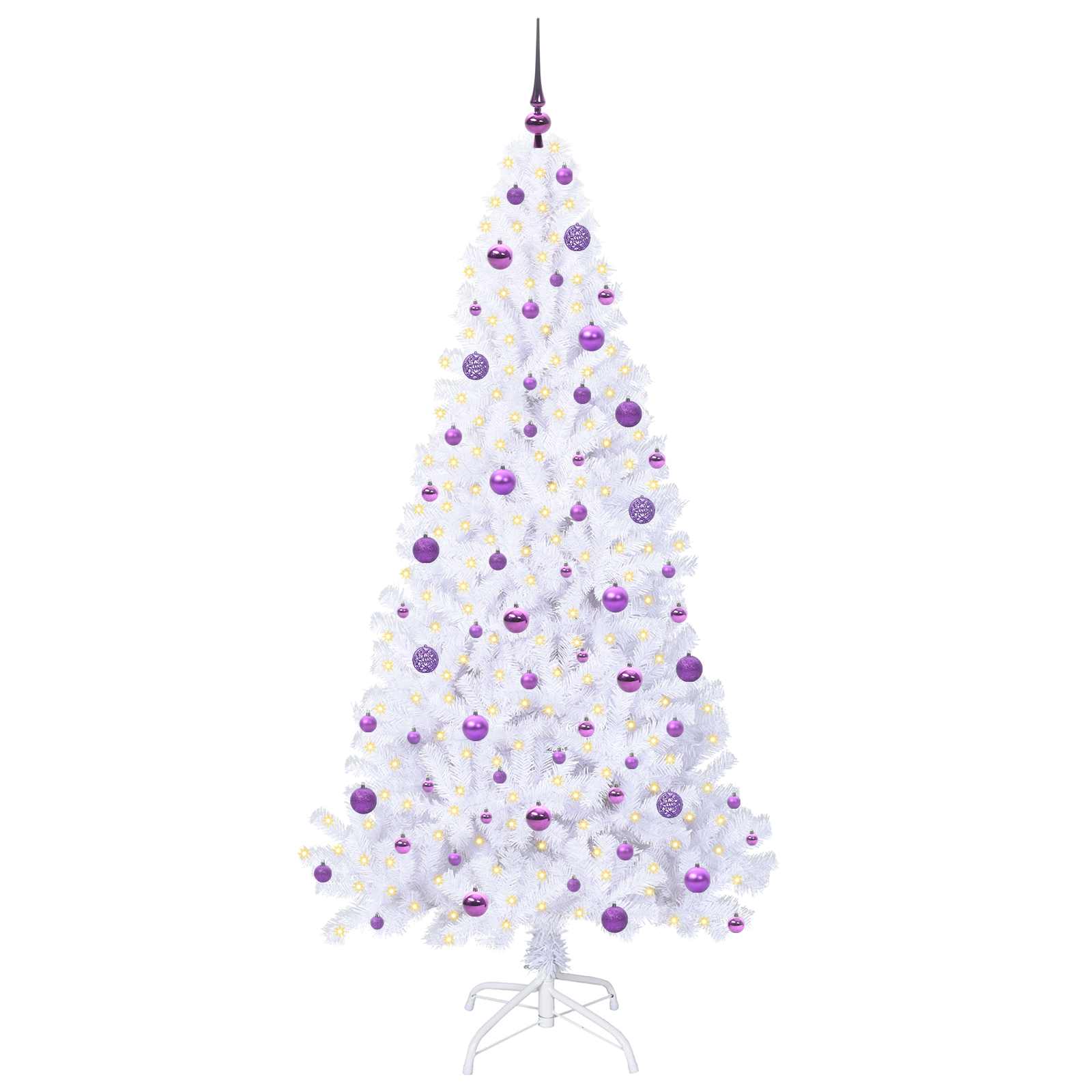Kunstig Juletre Med 300 Led Med Stativ Hvit 210 Cm Pvc Og Stål