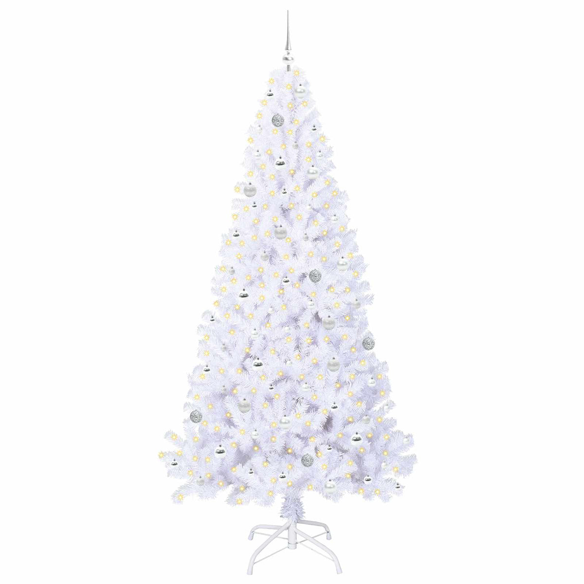 Kunstig Juletre Med 300 Led Med Stativ Hvit 240 Cm Pvc Og Stål