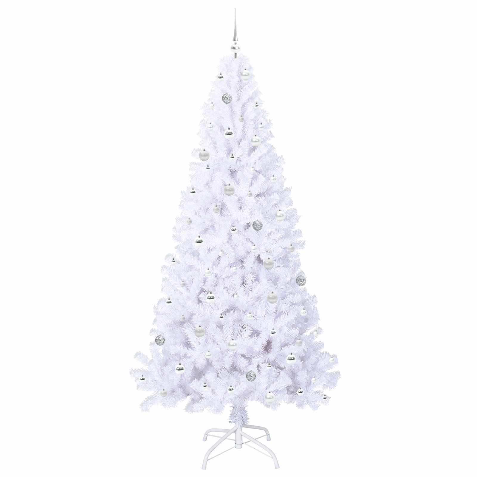 Kunstig Juletre Med 300 Led Med Stativ Hvit 240 Cm Pvc Og Stål