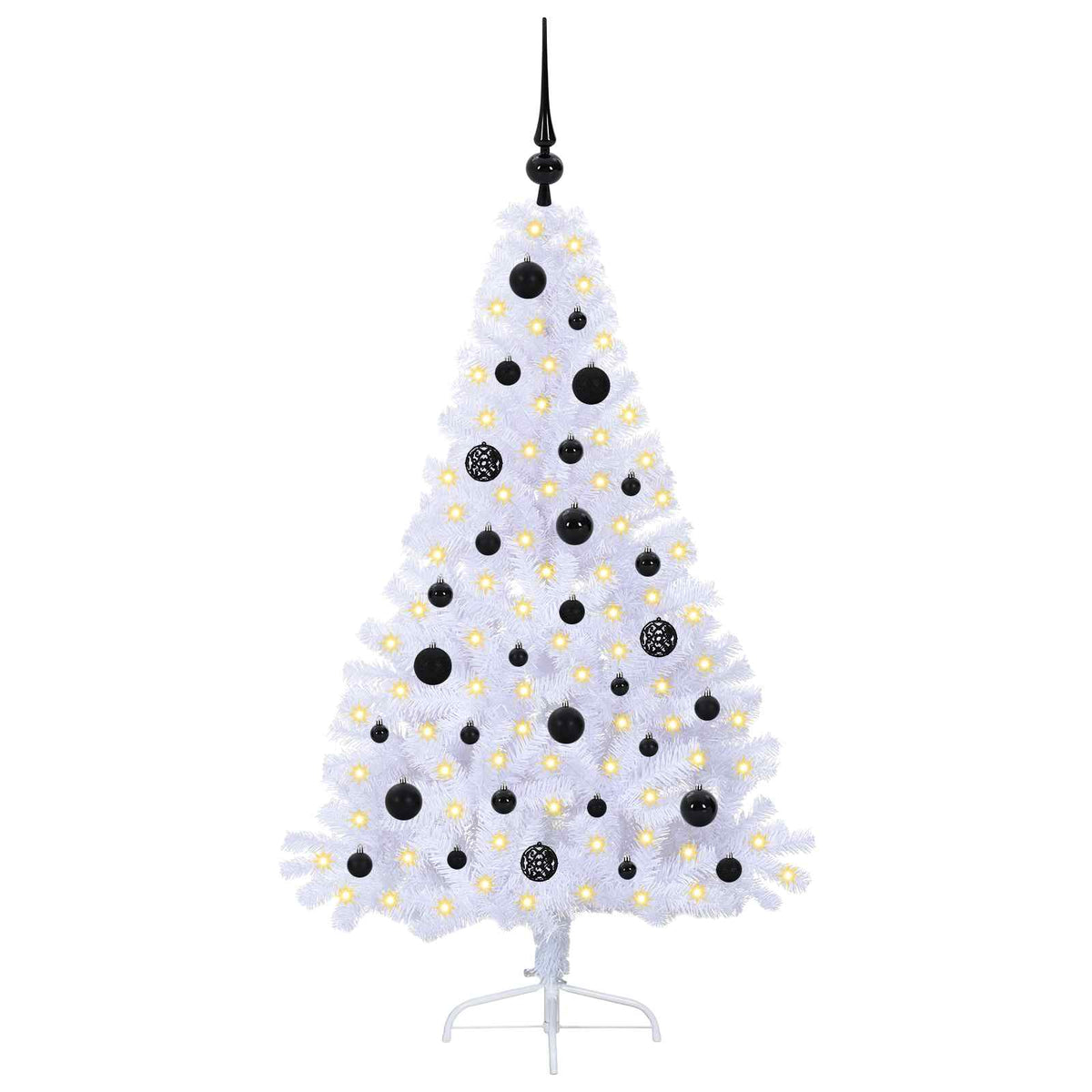 Kunstig Juletre Med 150 Led Med Stativ Hvit 150 Cm Pvc Og Stål