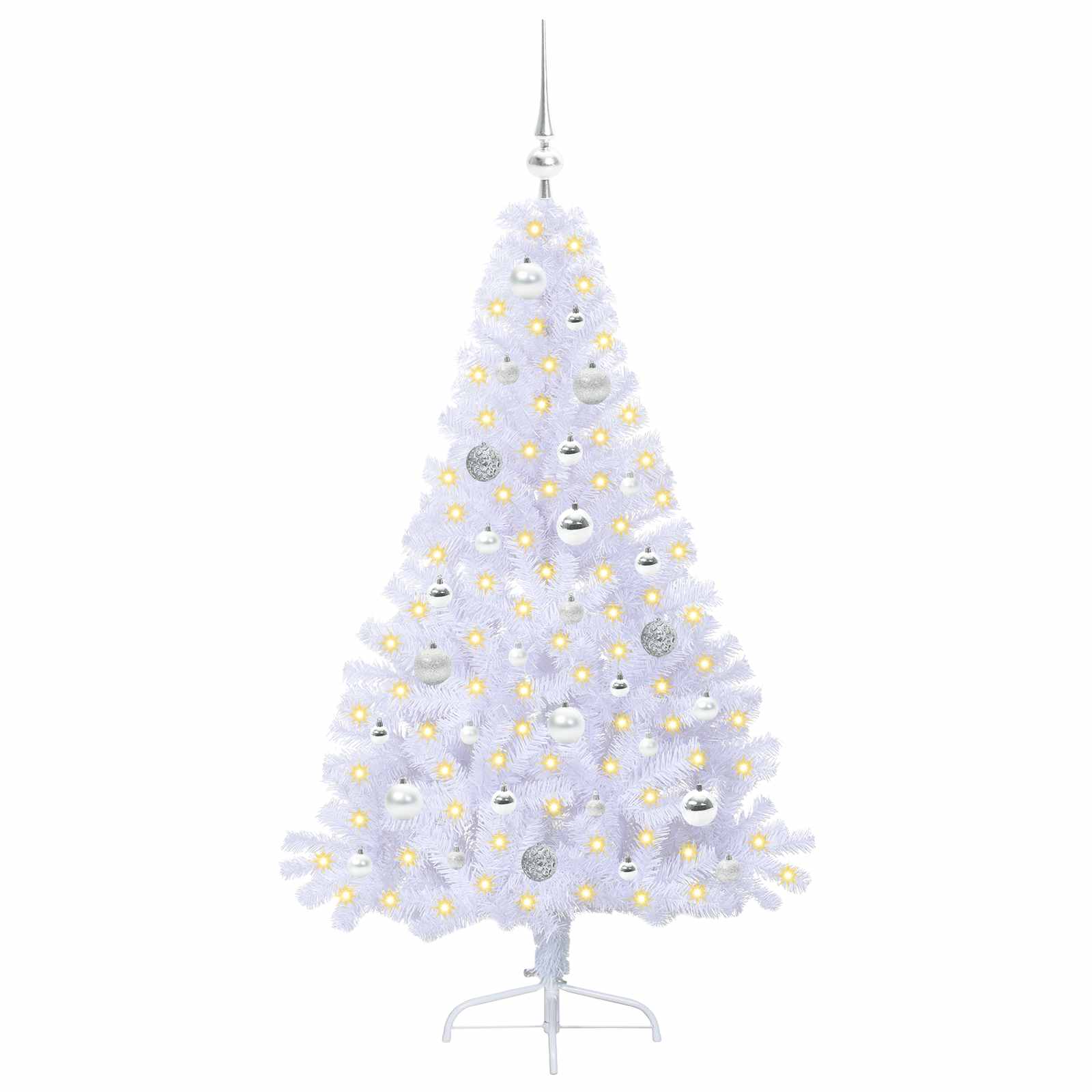 Kunstig Juletre Med 150 Led Med Stativ Hvit 150 Cm Pvc Og Stål
