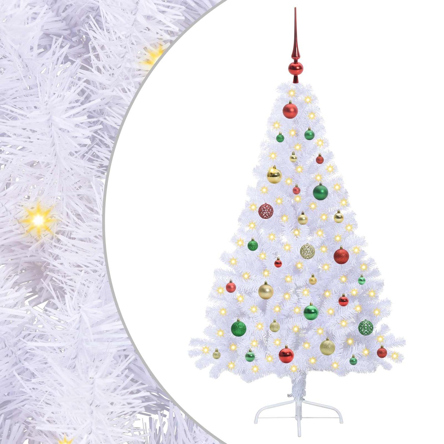 Kunstig Juletre Med 150 Led Med Stativ Hvit 150 Cm Pvc Og Stål