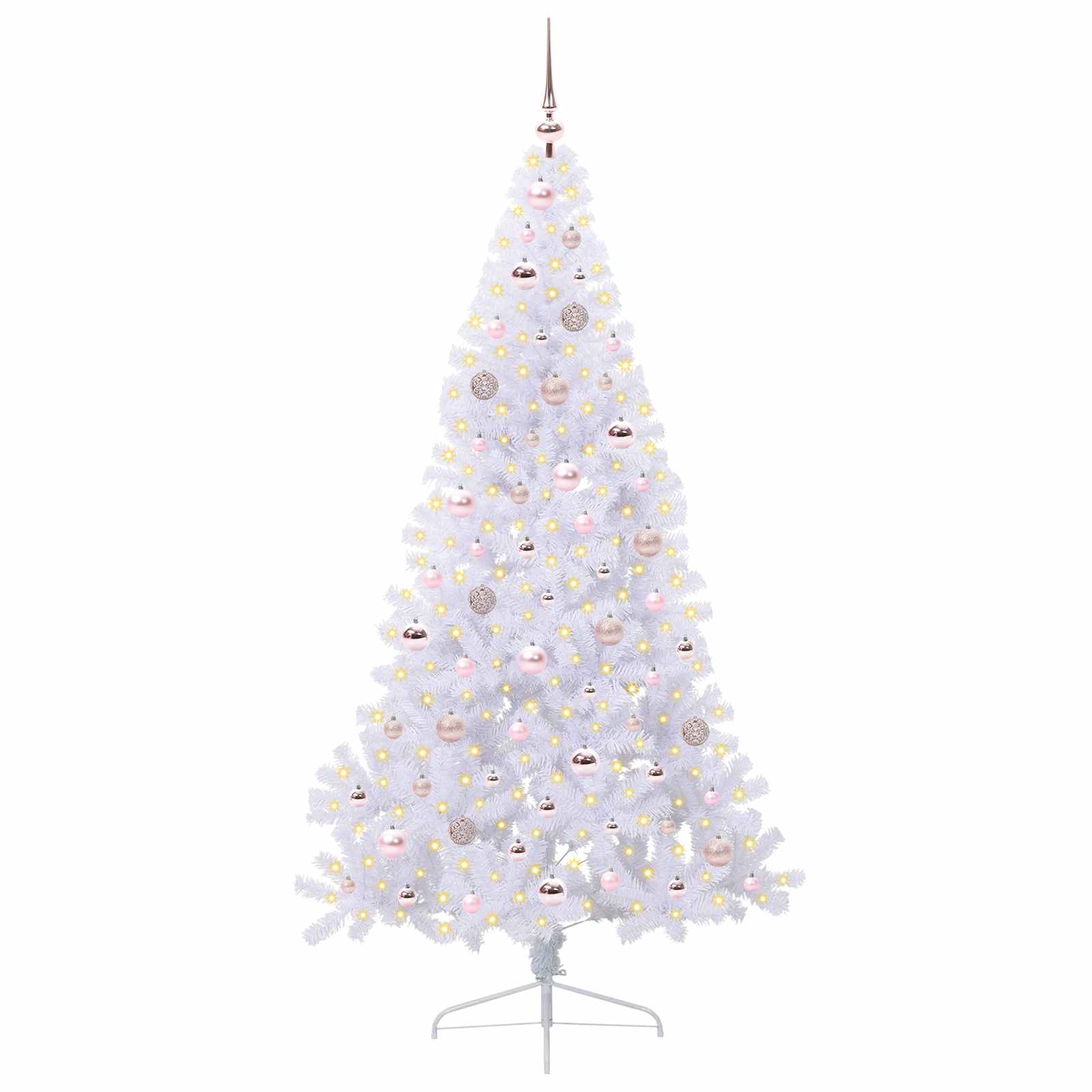 Kunstig Juletre Med 300 Led Med Stativ Hvit 180 Cm Pvc Og Stål