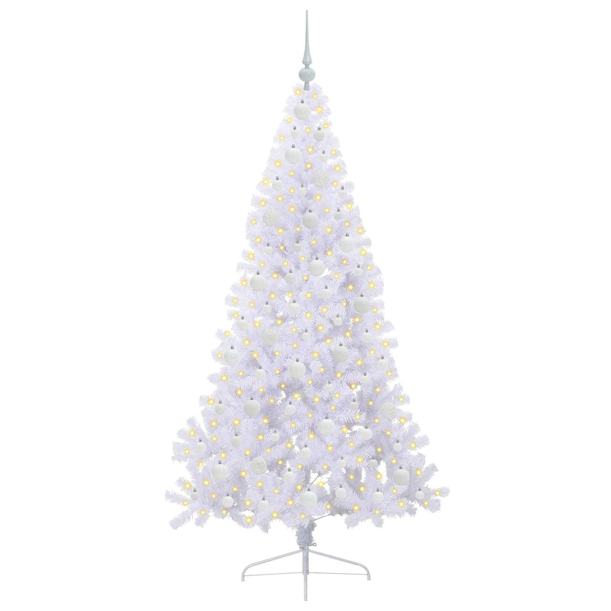 Kunstig Juletre Med 300 Led Med Stativ Hvit 180 Cm Pvc Og Stål