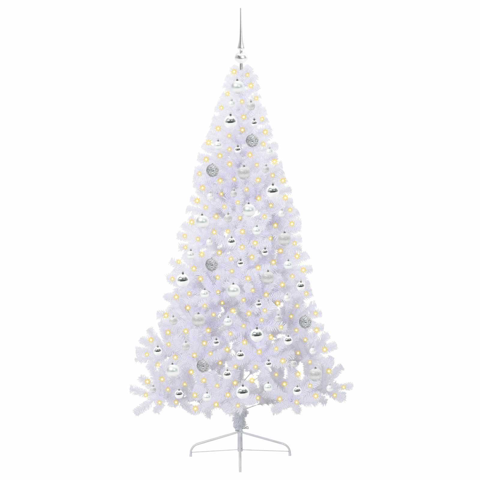 Kunstig Juletre Med 300 Led Med Stativ Hvit 180 Cm Pvc Og Stål