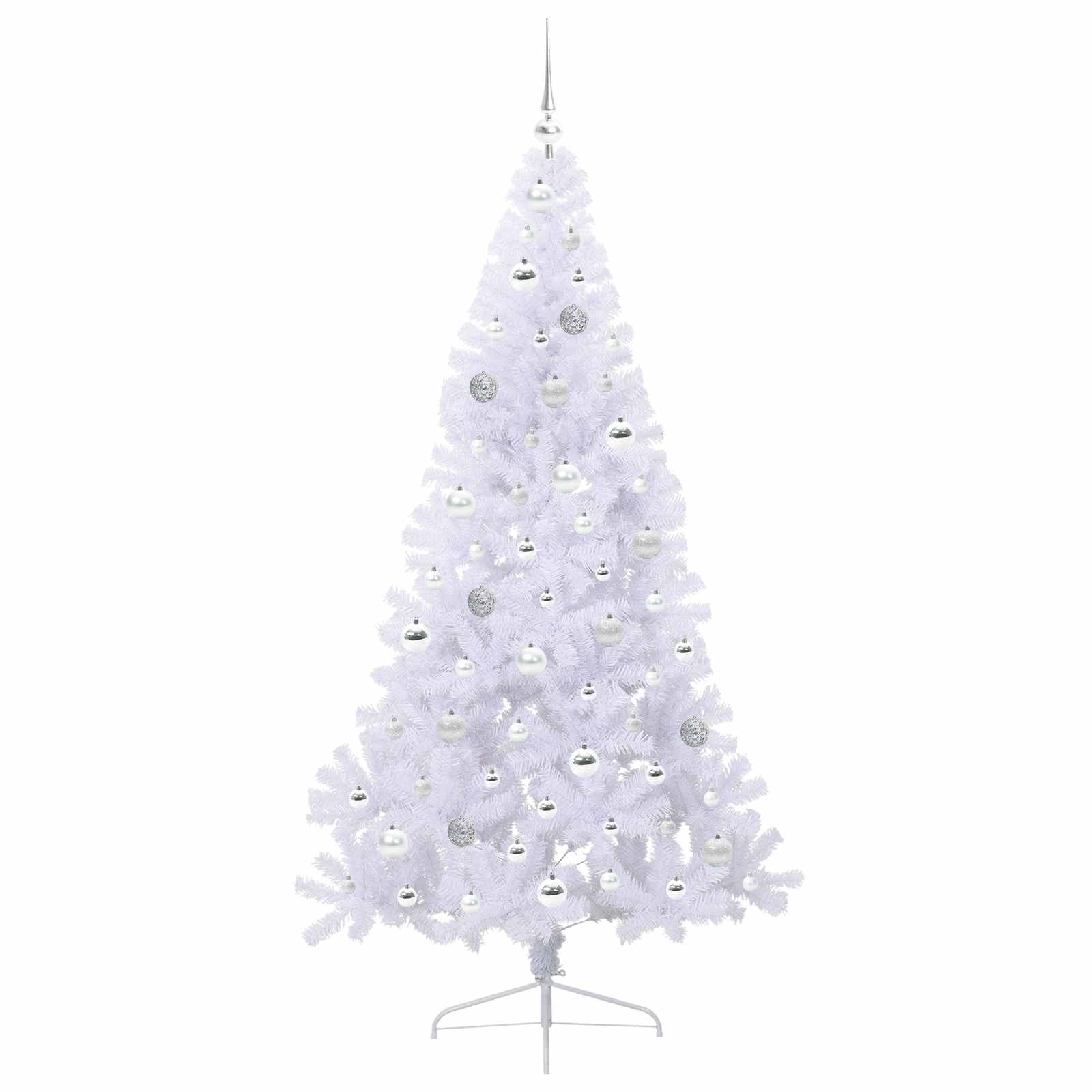 Kunstig Juletre Med 300 Led Med Stativ Hvit 180 Cm Pvc Og Stål
