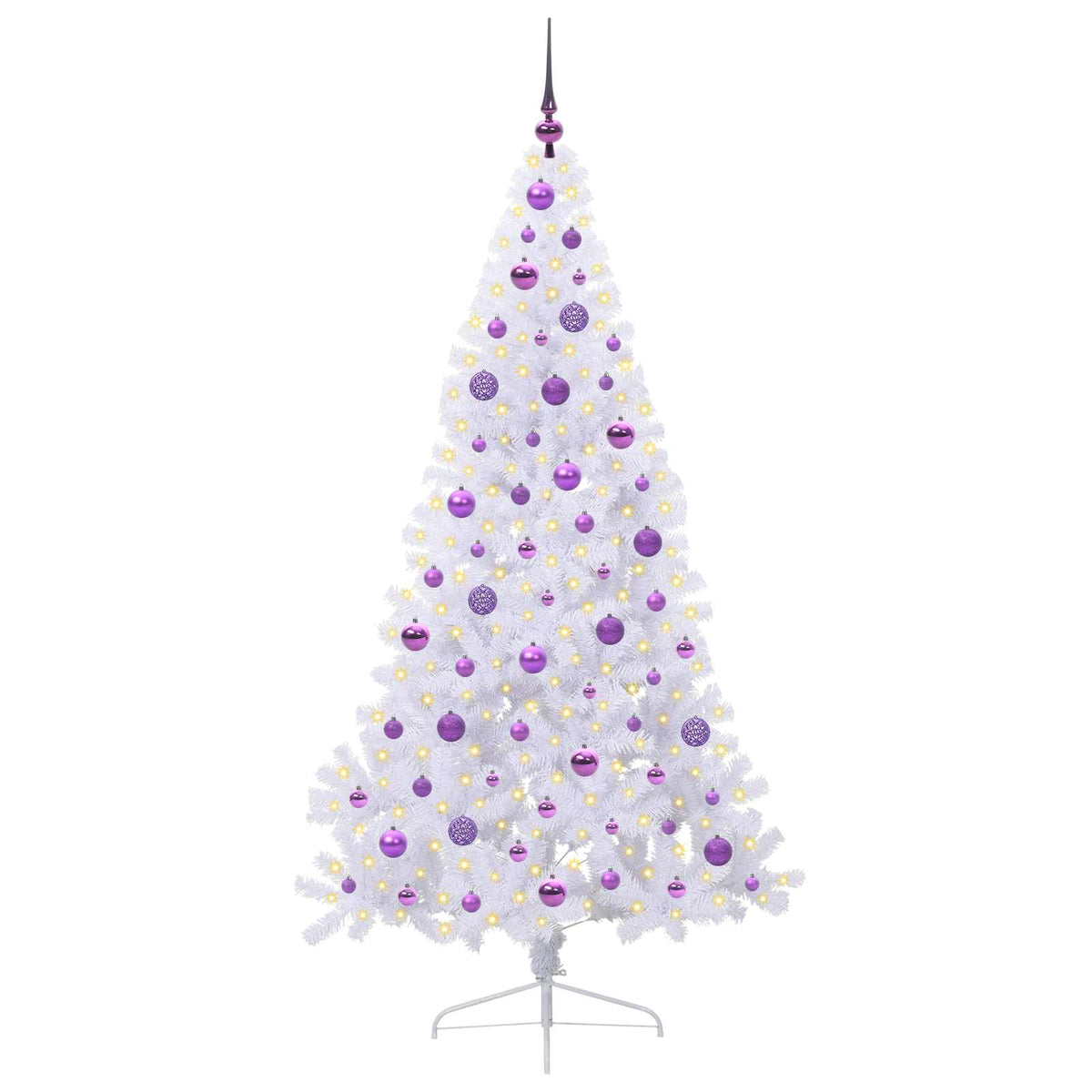 Kunstig Juletre Med 300 Led Med Stativ Hvit 180 Cm Pvc Og Stål
