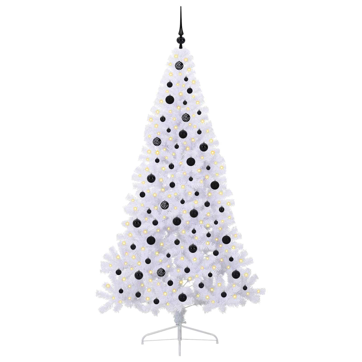 Kunstig Juletre Med 300 Led Med Stativ Hvit 210 Cm Pvc Og Stål