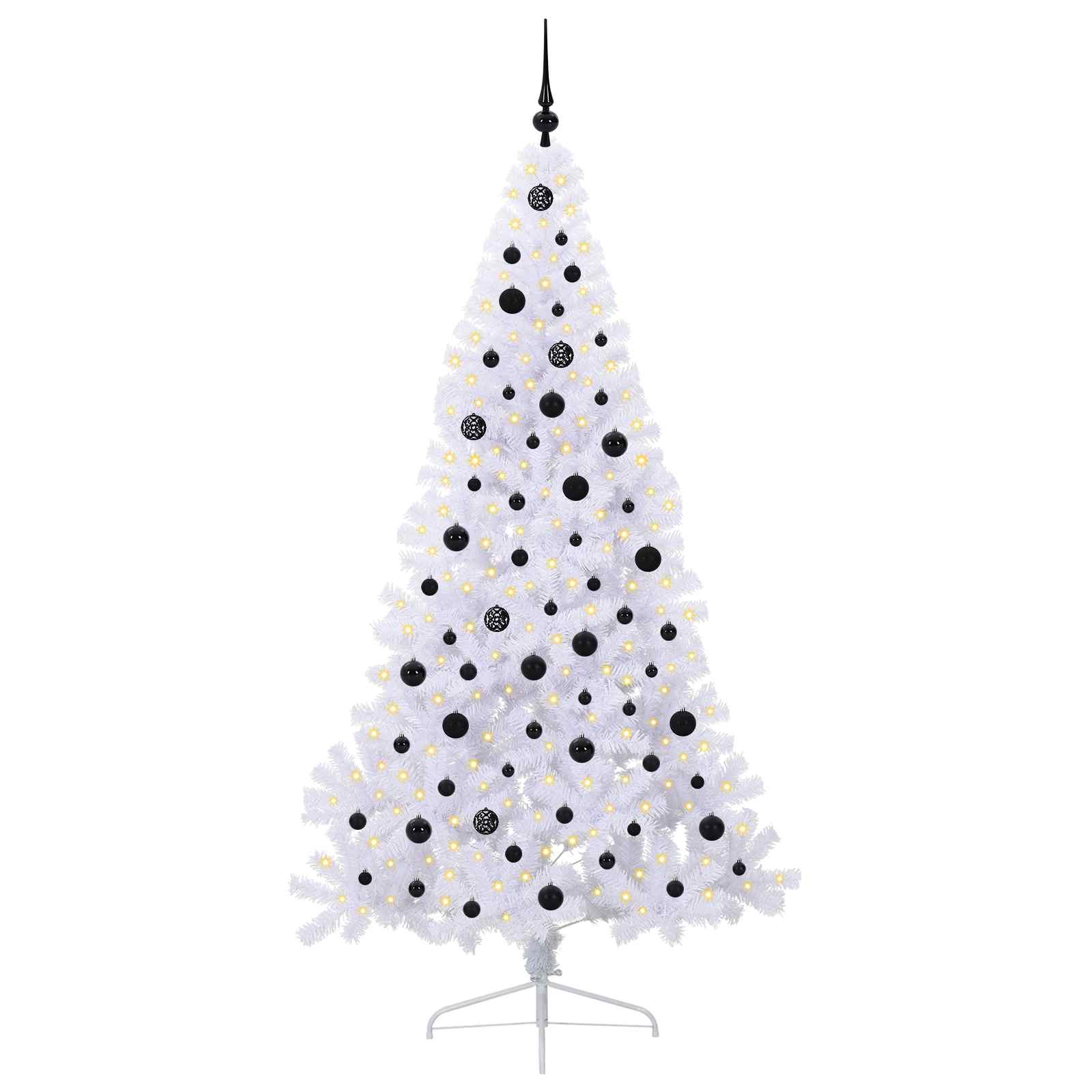 Kunstig Juletre Med 300 Led Med Stativ Hvit 210 Cm Pvc Og Stål