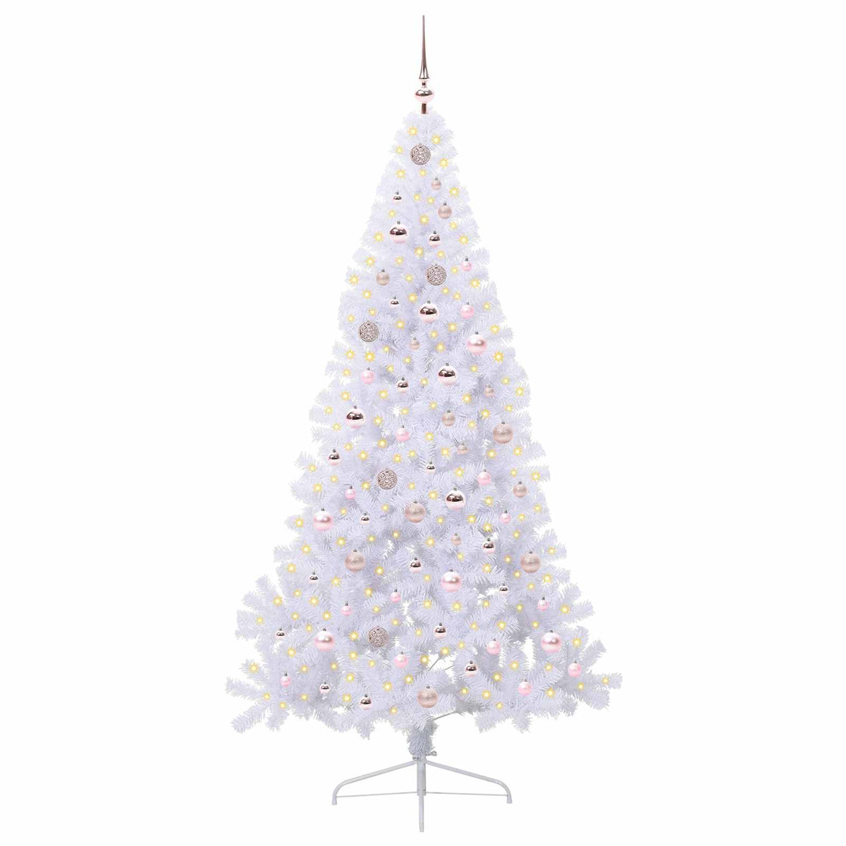 Kunstig Juletre Med 300 Led Med Stativ Hvit 210 Cm Pvc Og Stål