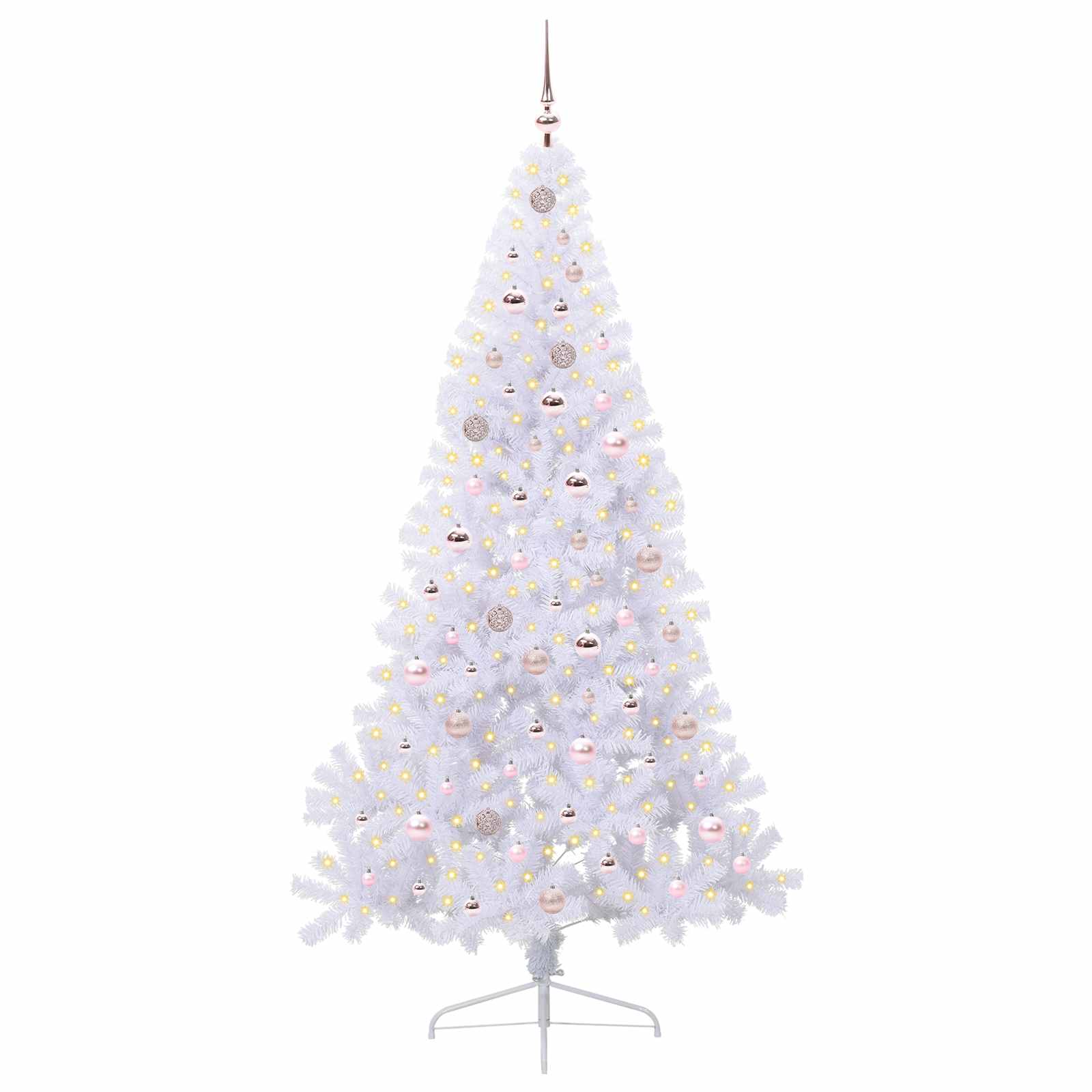 Kunstig Juletre Med 300 Led Med Stativ Hvit 210 Cm Pvc Og Stål