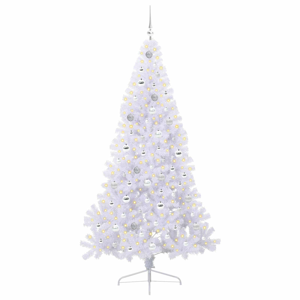Kunstig Juletre Med 300 Led Med Stativ Hvit 210 Cm Pvc Og Stål
