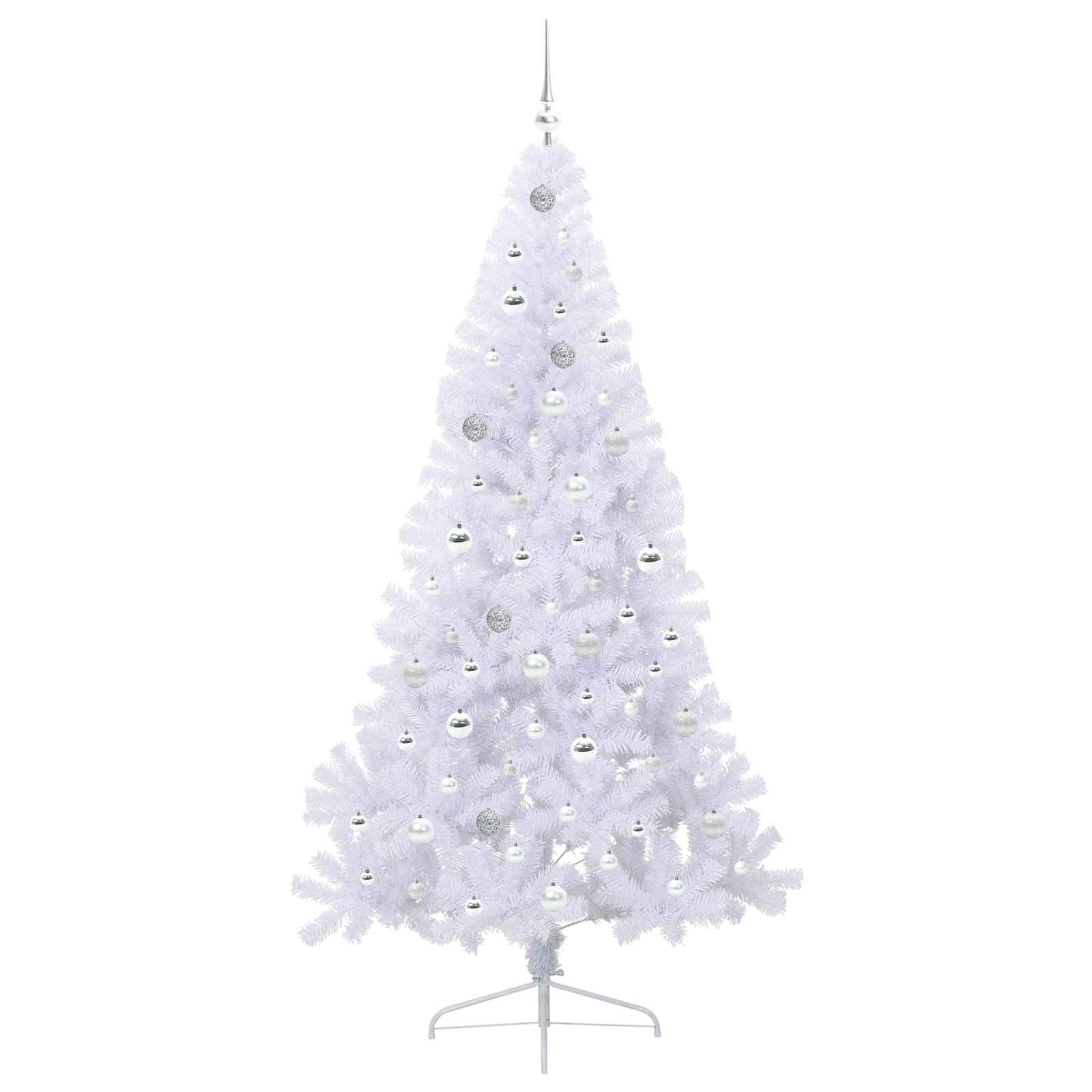 Kunstig Juletre Med 300 Led Med Stativ Hvit 210 Cm Pvc Og Stål