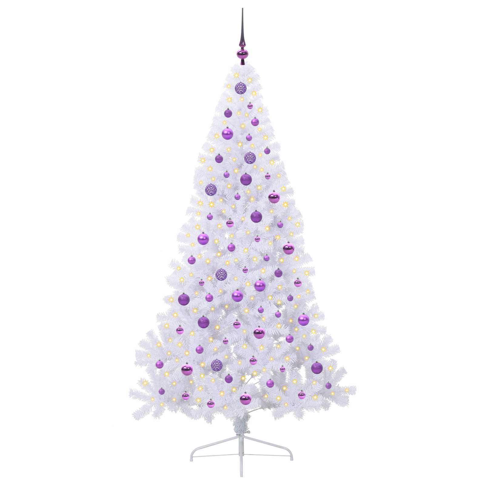 Kunstig Juletre Med 300 Led Med Stativ Hvit 210 Cm Pvc Og Stål