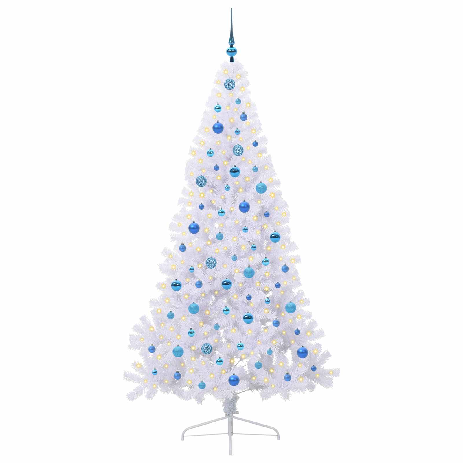 Kunstig Juletre Med 300 Led Med Stativ Hvit 210 Cm Pvc Og Stål