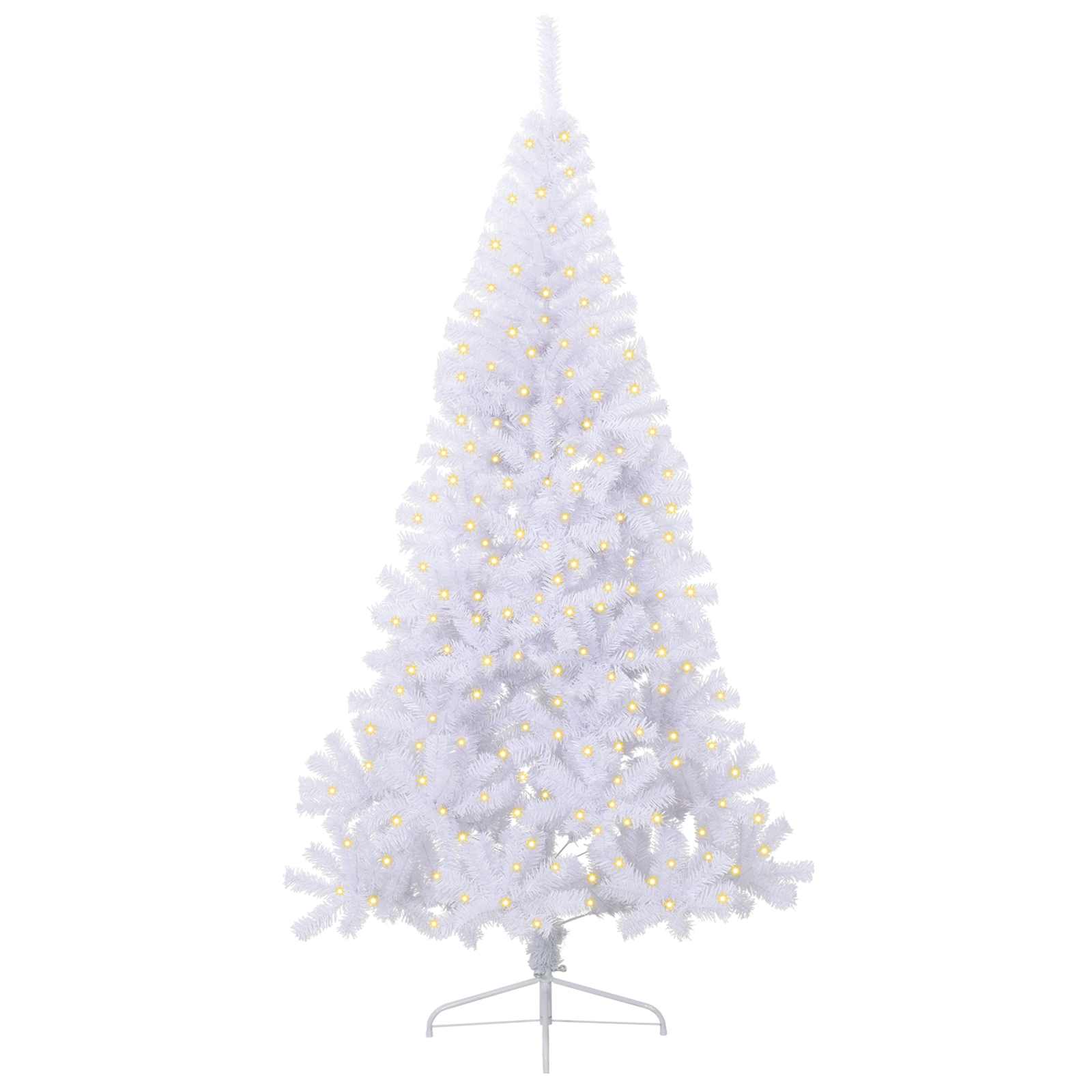 Kunstig Juletre Med 300 Led Med Stativ Hvit 240 Cm Pvc Og Stål