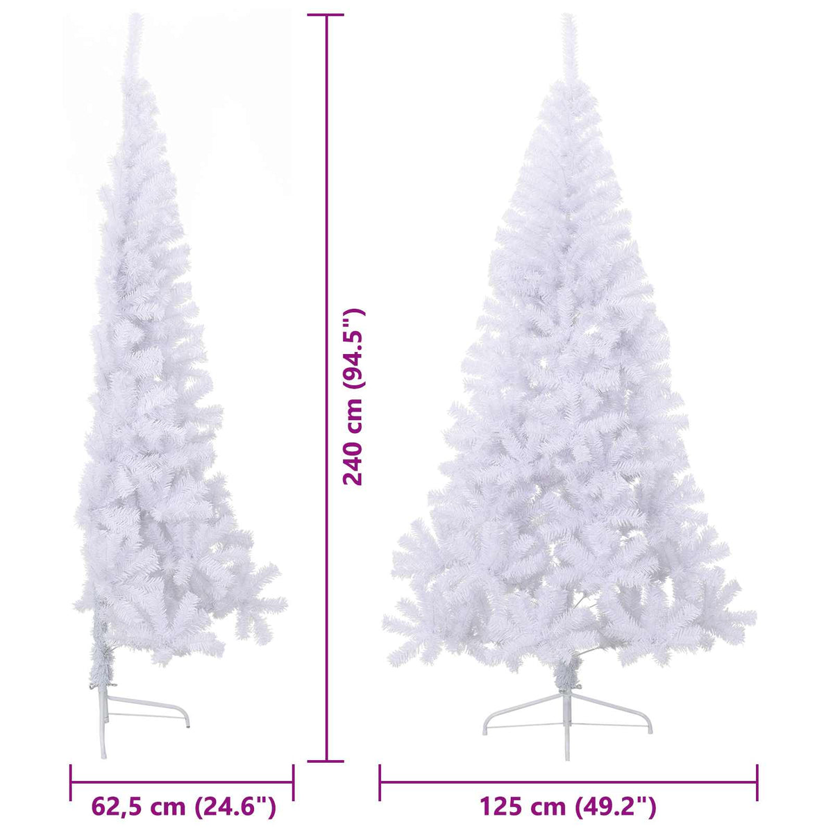 Kunstig Juletre Med 300 Led Med Stativ Hvit 240 Cm Pvc Og Stål