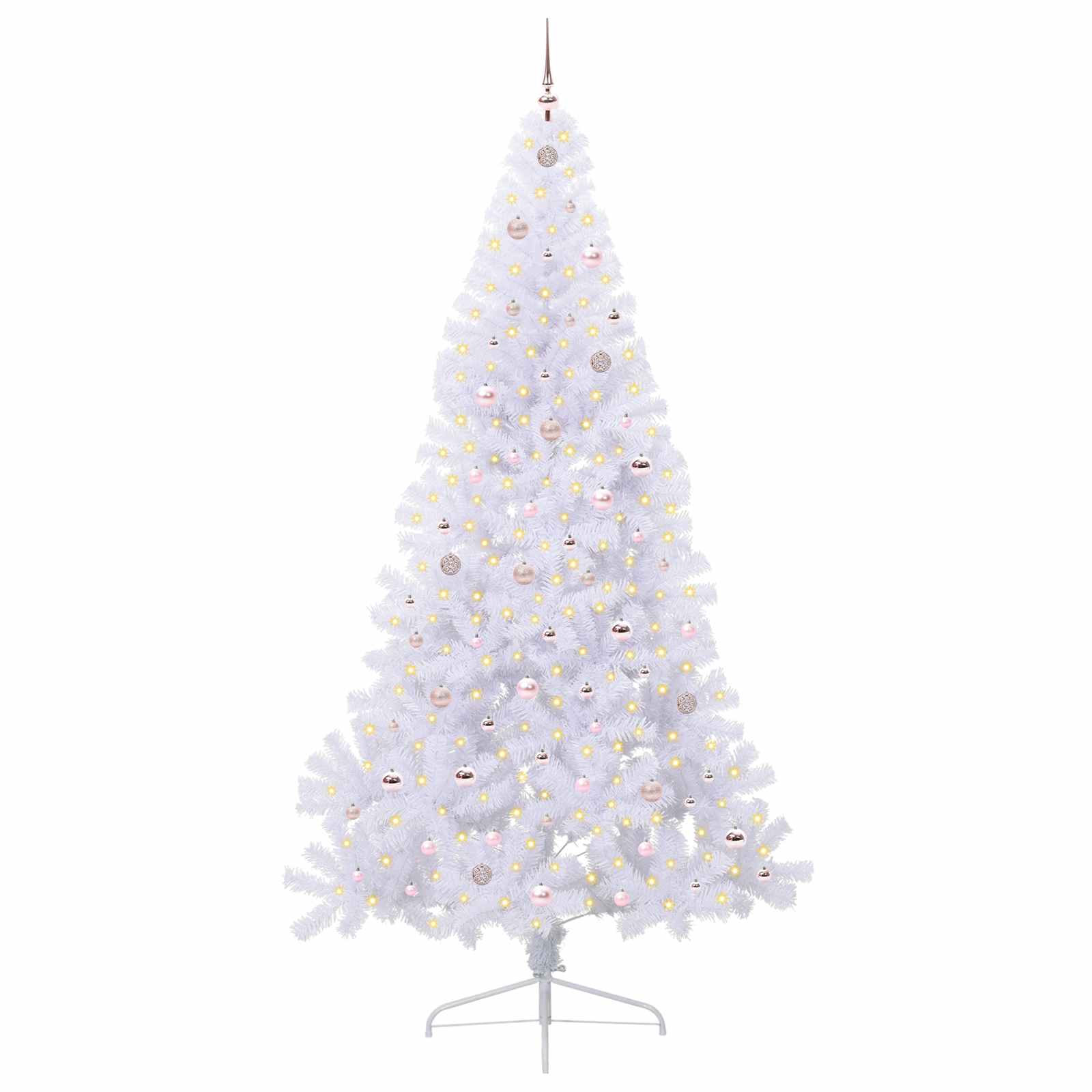 Kunstig Juletre Med 300 Led Med Stativ Hvit 240 Cm Pvc Og Stål