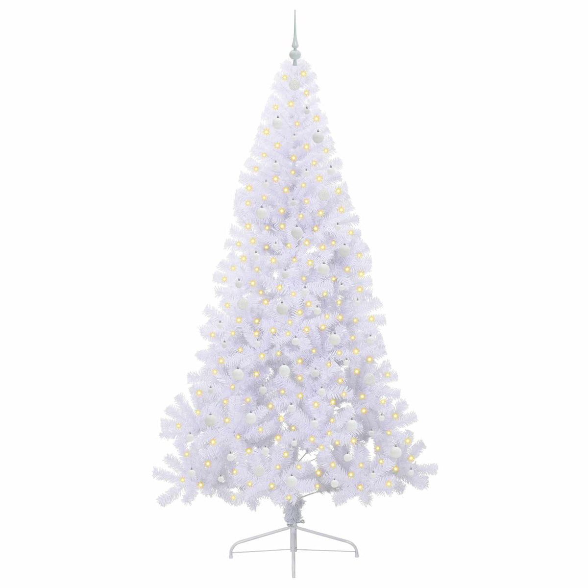 Kunstig Juletre Med 300 Led Med Stativ Hvit 240 Cm Pvc Og Stål