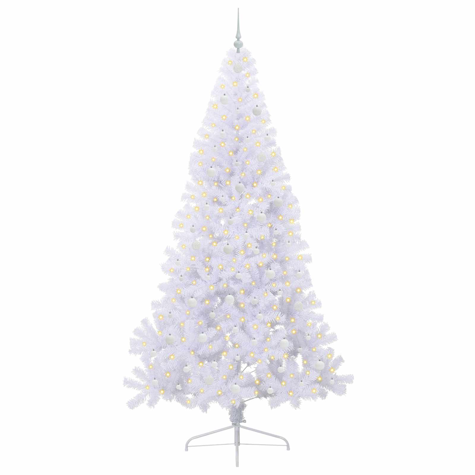 Kunstig Juletre Med 300 Led Med Stativ Hvit 240 Cm Pvc Og Stål