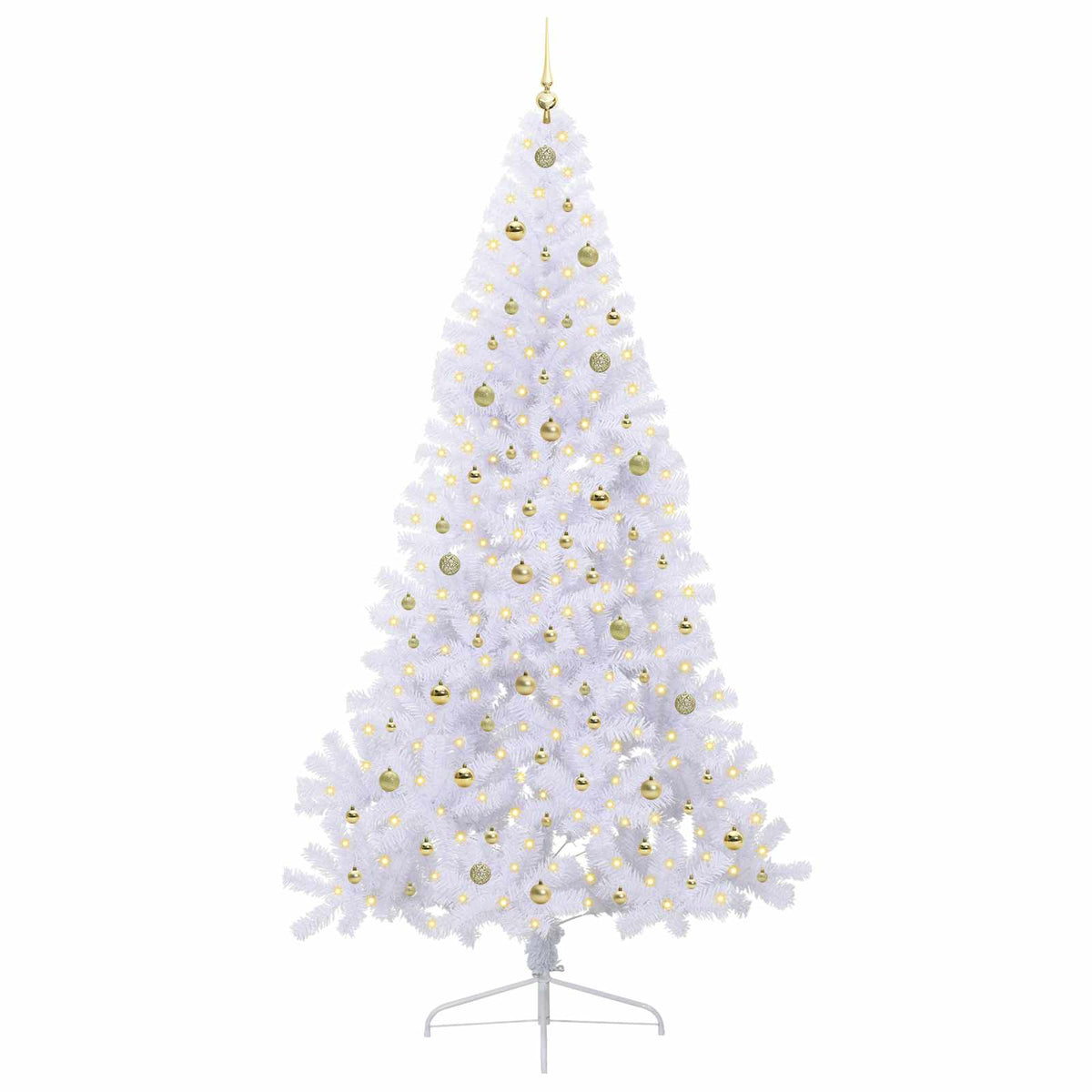 Kunstig Juletre Med 300 Led Med Stativ Hvit 240 Cm Pvc Og Stål