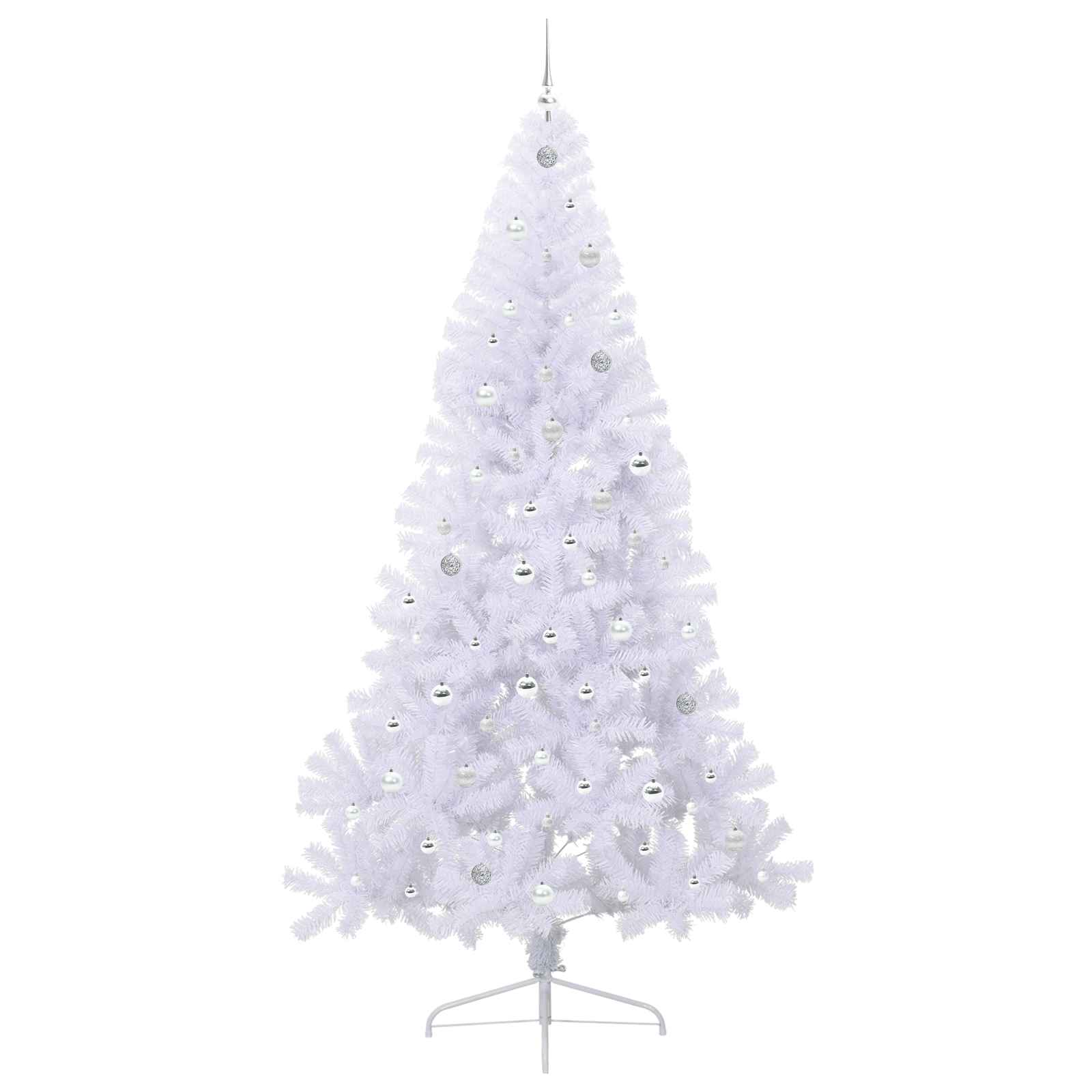 Kunstig Juletre Med 300 Led Med Stativ Hvit 240 Cm Pvc Og Stål