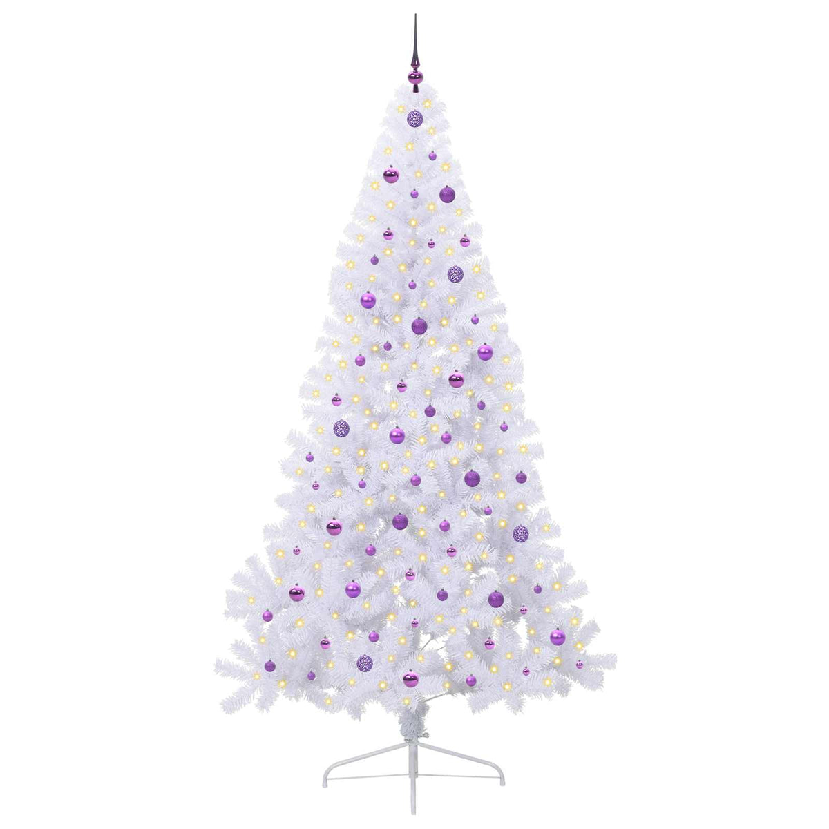 Kunstig Juletre Med 300 Led Med Stativ Hvit 240 Cm Pvc Og Stål