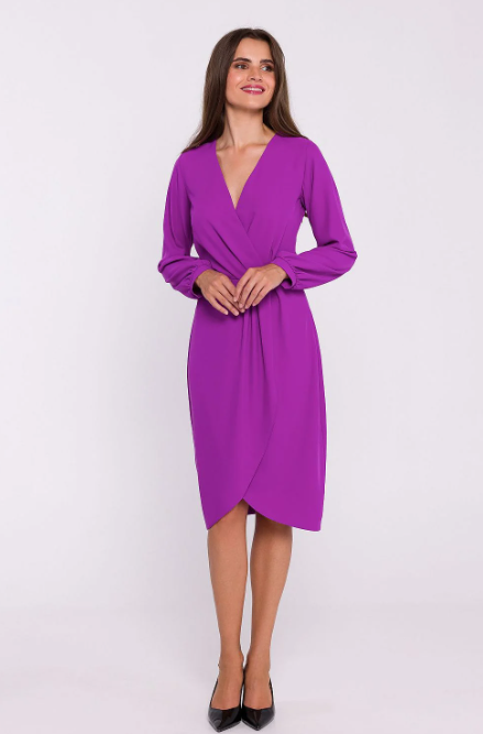 Dagkjole Stylove til dame fra MS StyleHaven, laget av polyester, farge Fiolett, størrelse s, med long ermer, knee; midi lengde, kjolestil a-line, perfekt til dress
