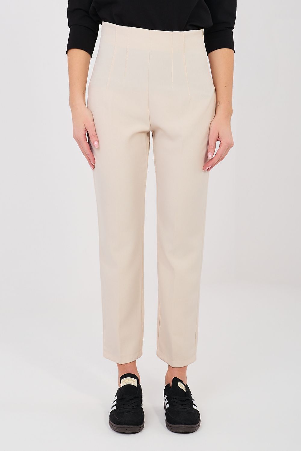 Rue Paris Damen-Zigarettenhose mit hoher Taille