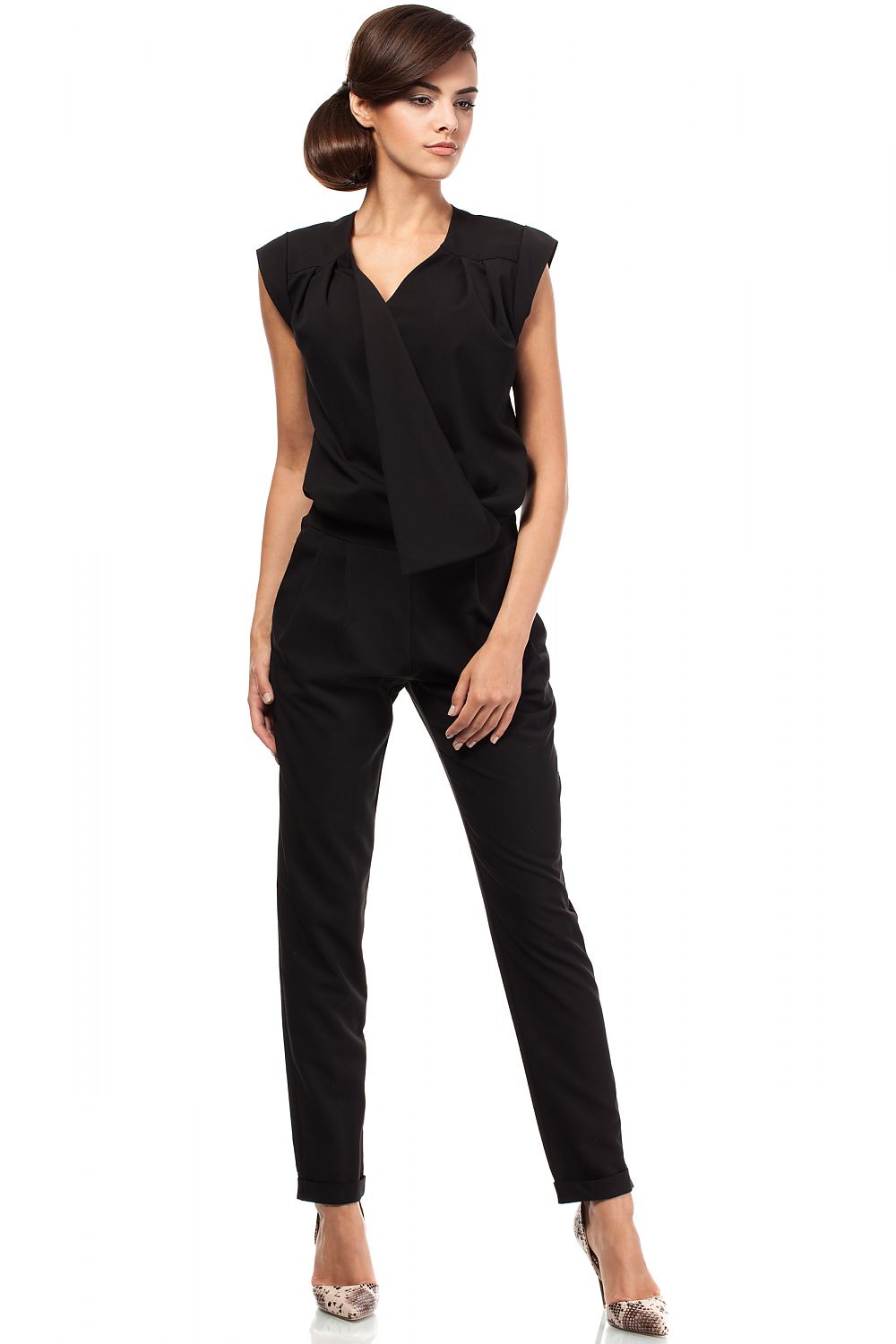 Ermeløs Jumpsuit - Moe til dame fra MS StyleHaven, laget av polyester; Viskose, farge Svart, størrelse s, med sleeveless ermer, perfekt til casual; dress