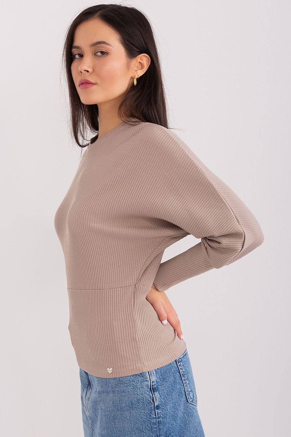 Bluse BFG til dame fra MS StyleHaven, laget av Bomull, farge beige, størrelse L/XL, med long ermer, perfekt til casual; dress