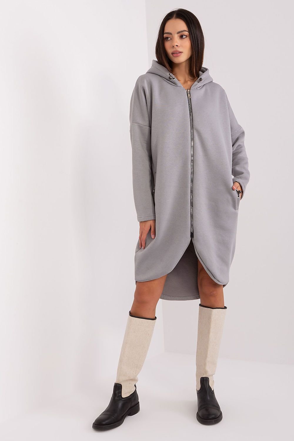 Genser Rue Paris til dame fra MS StyleHaven, laget av Bomull, farge beige 2, størrelse L/XL, med long ermer, perfekt til casual; dress