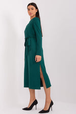 Elegant Lakerta Ribbed Midi-kjole til dame fra MS StyleHaven, laget av Bomull; polyester; Elastan, farge Svart, størrelse L/XL, med long ermer, perfekt til casual; dress