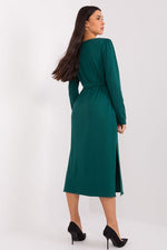 Elegant Lakerta Ribbed Midi-kjole til dame fra MS StyleHaven, laget av Bomull; polyester; Elastan, farge Grå, størrelse S/M, med long ermer, perfekt til casual; dress