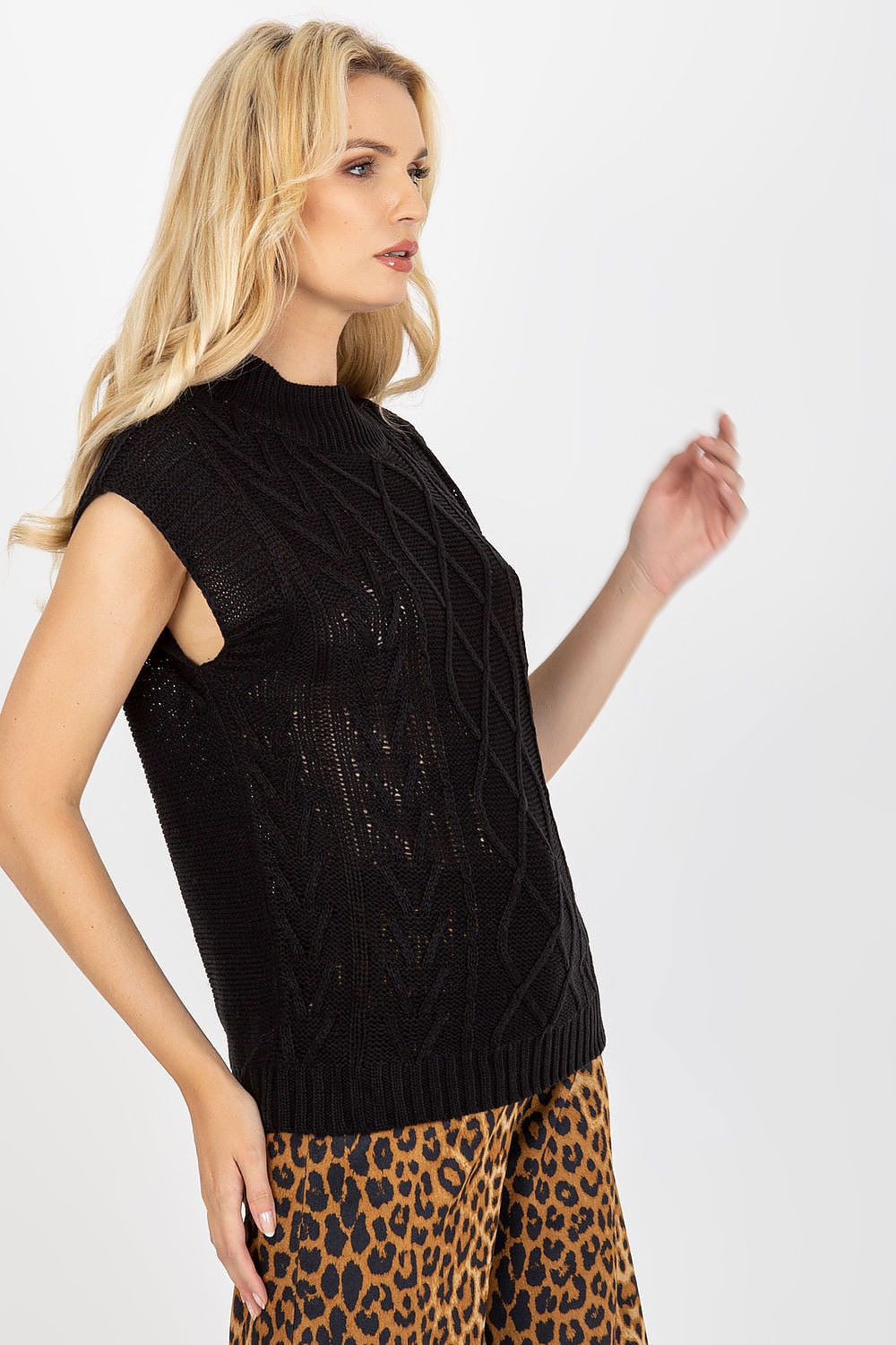 Gilet Sublevel til dame fra MS StyleHaven, laget av Akryl, farge Svart, størrelse L/XL, med short ermer