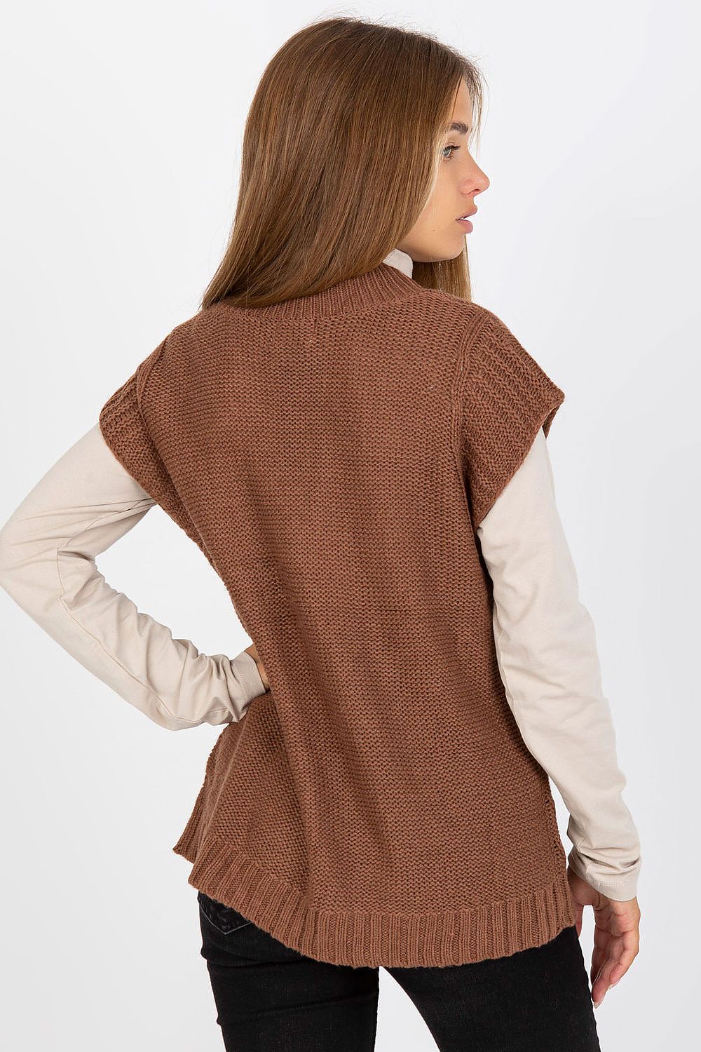 Gilet Sublevel til dame fra MS StyleHaven, laget av Akryl, farge Brun, størrelse L/XL, med short ermer