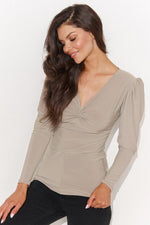 Bluse Numinou til dame fra MS StyleHaven; laget av polyester; farge Brun 2; stÃƒÂ¸rrelse 36; med long ermer; perfekt til casual; dress