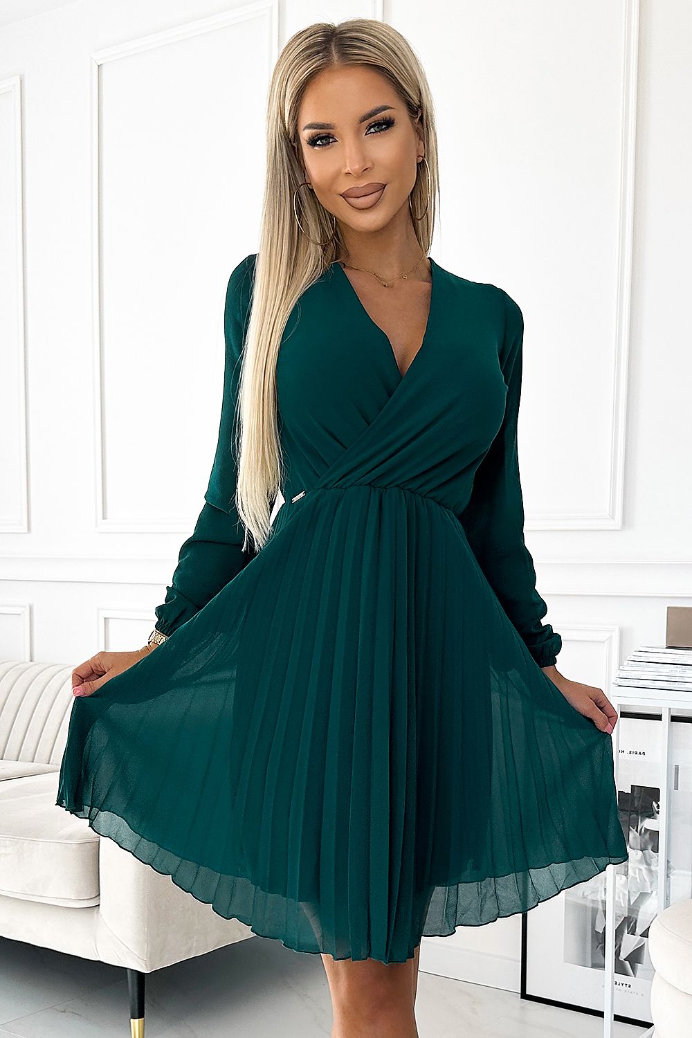 Isabella-kjole fra Numoco – Elegant plissert chiffongkjole for spesielle anledninger til dame fra MS StyleHaven, laget av polyester, farge Rosa 2, størrelse L, med long ermer, perfekt til casual; dress