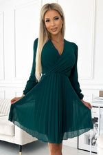 Isabella-kjole fra Numoco – Elegant plissert chiffongkjole for spesielle anledninger til dame fra MS StyleHaven, laget av polyester, farge Rosa 2, størrelse L, med long ermer, perfekt til casual; dress