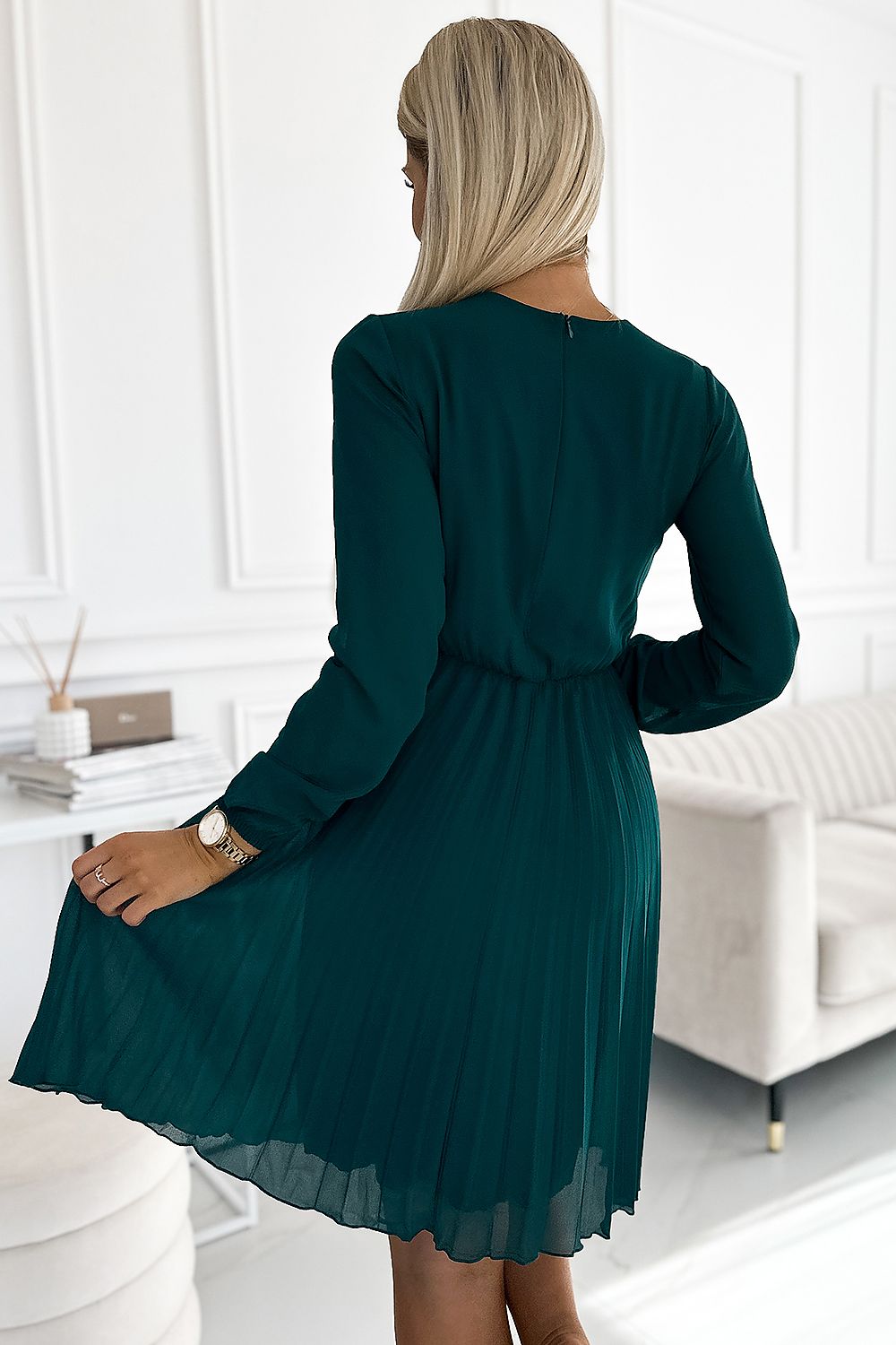 Isabella-kjole fra Numoco – Elegant plissert chiffongkjole for spesielle anledninger til dame fra MS StyleHaven, laget av polyester, farge Rosa 2, størrelse XXL, med long ermer, perfekt til casual; dress