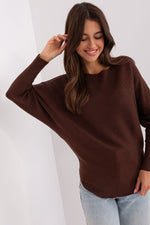 Brun Batwing-genser til dame fra MS StyleHaven, størrelse 2XL/3XL, med long, bukselengde long, kjolelengde short; knee; mini; midi, kjolestil sweater; other
