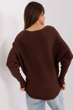 Brun Batwing-genser til dame fra MS StyleHaven, størrelse 2XL/3XL, med long, bukselengde long, kjolelengde short; knee; mini; midi, kjolestil sweater; other