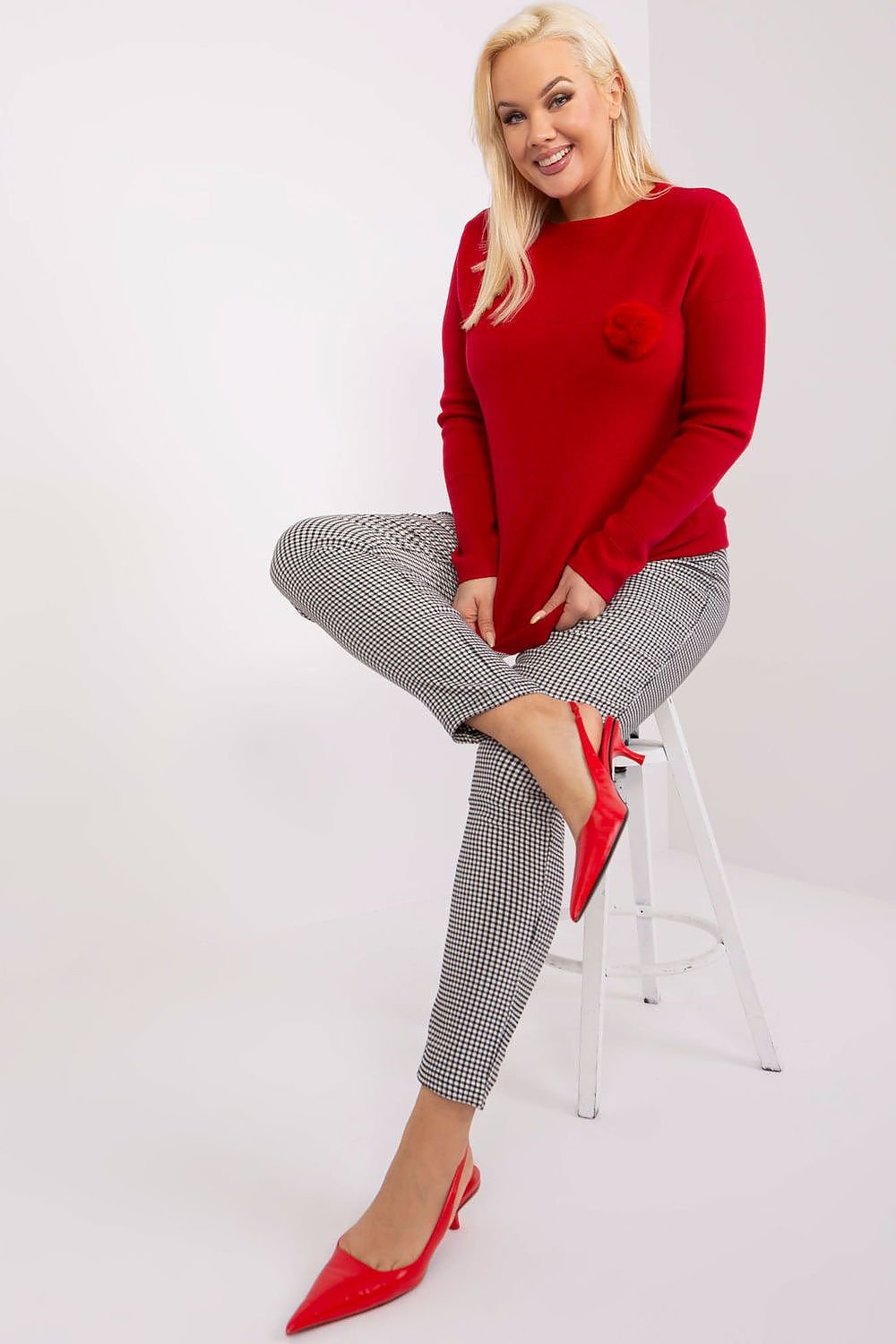 Jumper plus size til dame fra MS StyleHaven, størrelse XL/XXL, med long, bukselengde long, kjolelengde short; mini; knee, kjolestil pencil