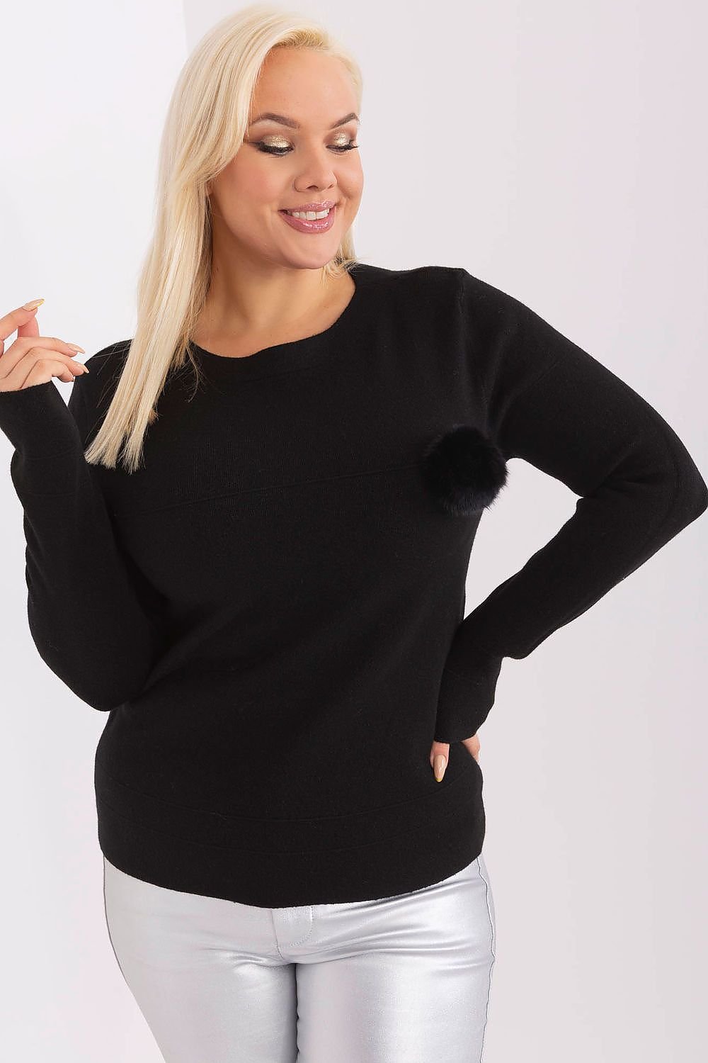 Jumper plus size til dame fra MS StyleHaven, størrelse XL/XXL, med long, bukselengde long, kjolelengde short; mini; knee, kjolestil pencil