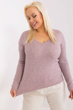 Elegant damegenser med V-hals - plus size FP til dame fra MS StyleHaven, størrelse XL/XXL, med long, bukselengde long, kjolelengde mini, kjolestil wrap; a-line