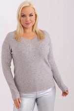 Elegant damegenser med V-hals - plus size FP til dame fra MS StyleHaven, størrelse 2XL/3XL, med long, bukselengde long, kjolelengde mini, kjolestil wrap; a-line