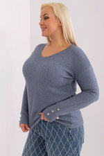 Elegant damegenser med V-hals - plus size FP til dame fra MS StyleHaven, størrelse 2XL/3XL, med long, bukselengde long, kjolelengde mini, kjolestil wrap; a-line